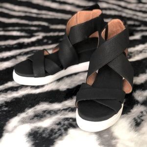 Dr Scholls Black Wedge Sandals Size 8